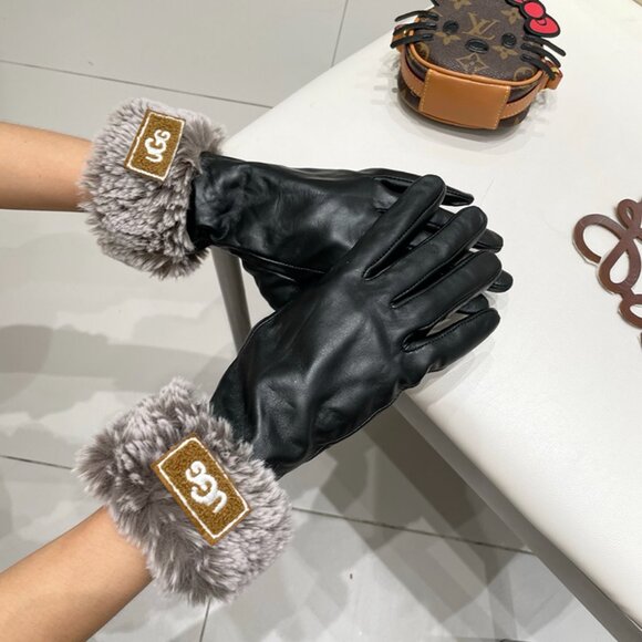 UGG Genuine Sherling Trim Leather Gloves - Picture 6 of 8